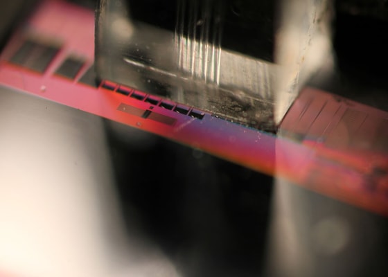 Optical biosensor experimental setup imagery.